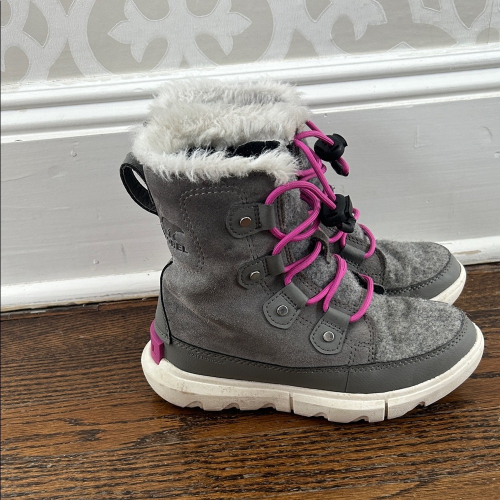 Sorel Gray and Pink Kids Boots